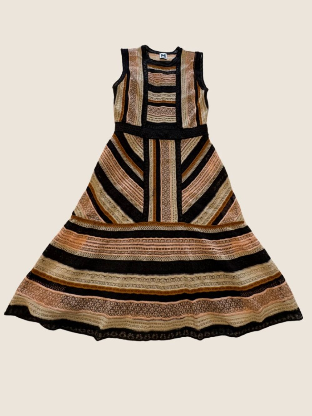 Missoni Iconic Knit Fit & Flare Multicolor Dress w/ Black Slip | Medium | IT 40